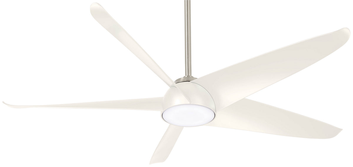 Minka Aire - F771L-BN/WH - 60"Ceiling Fan - Ellipse - Brushed Nickel With White Blades