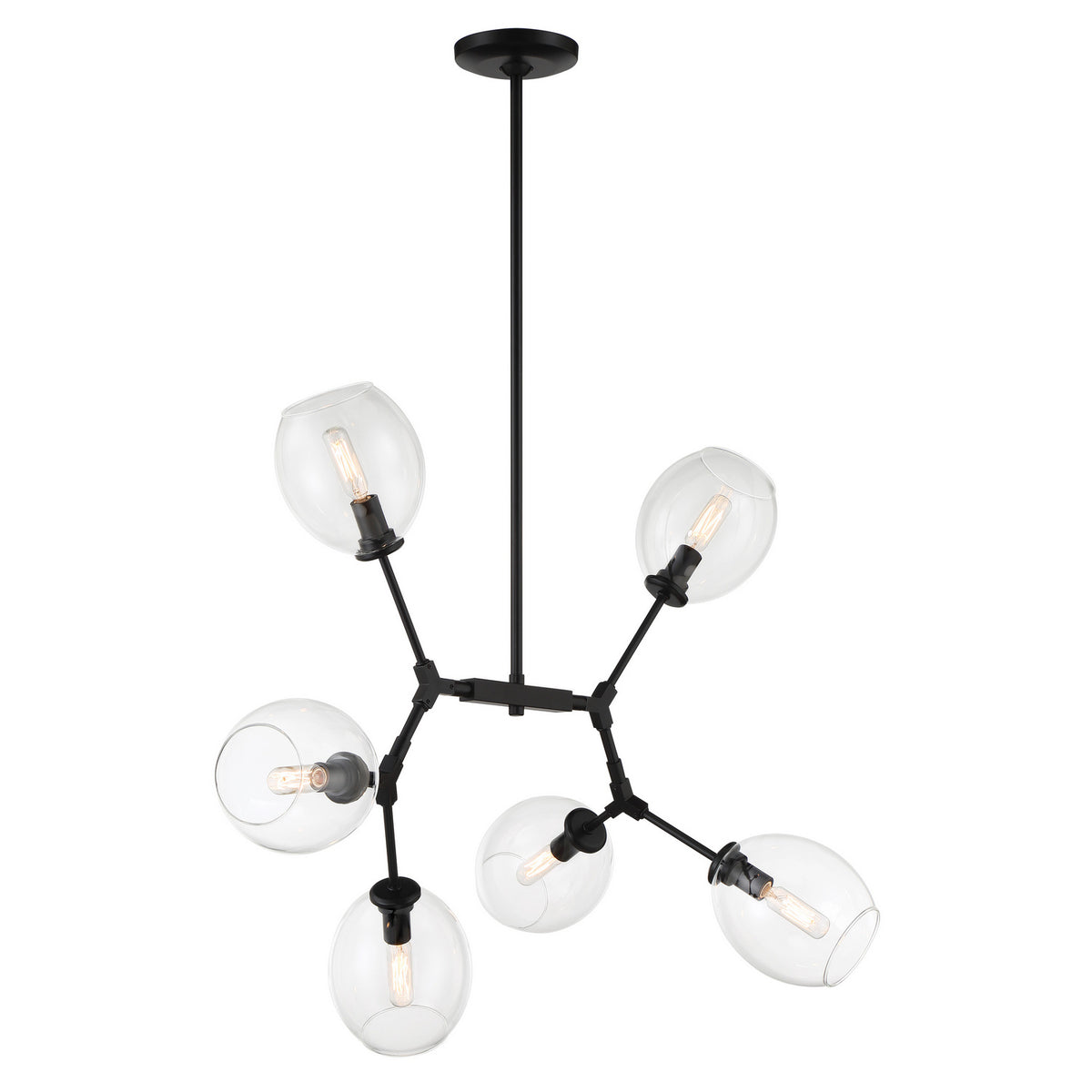 George Kovacs - P1366-66A - Six Light Pendant - Nexpo - Coal Black