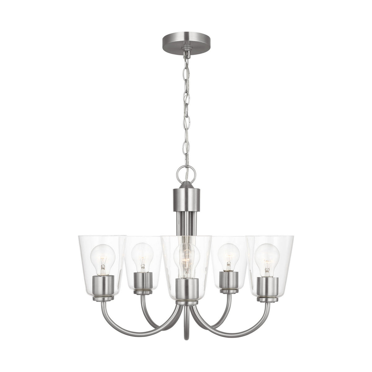 Generation Lighting - GLC1145BS - Five Light Chandelier - Miles - Brushed Nickel