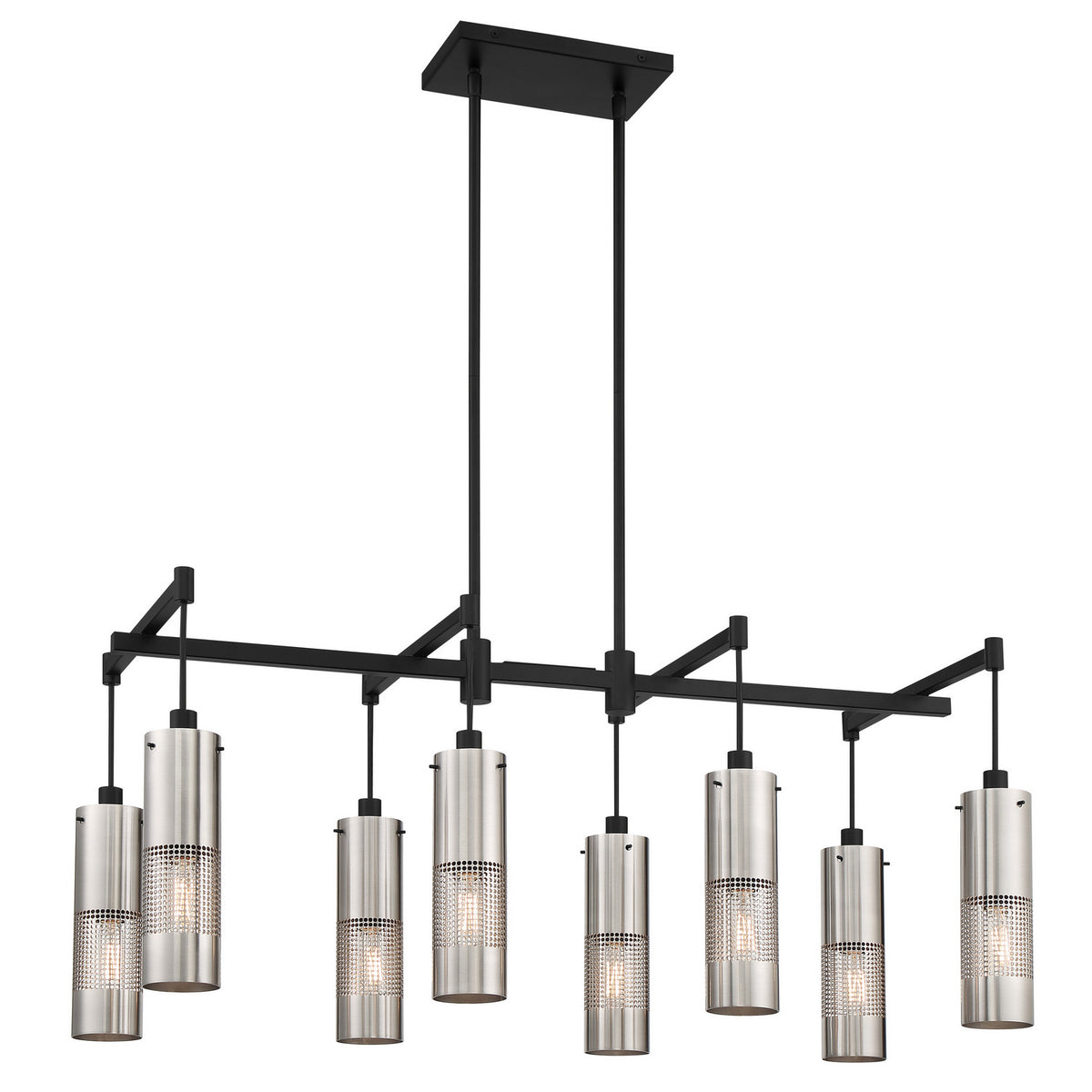 George Kovacs - P1598-691 - Eight Light Island Pendant - Grid 3 - Brushed Nickel and Coal Highlights