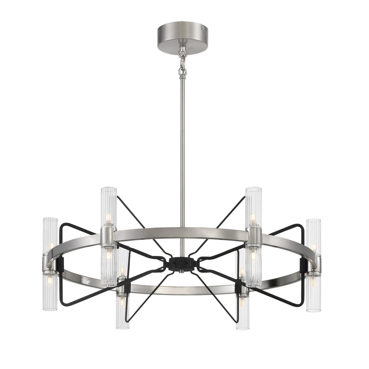 George Kovacs - P7872-420-L - 12 Light Chandelier - Mass Transit - Brushed Nickel With Sand Coal Highlights