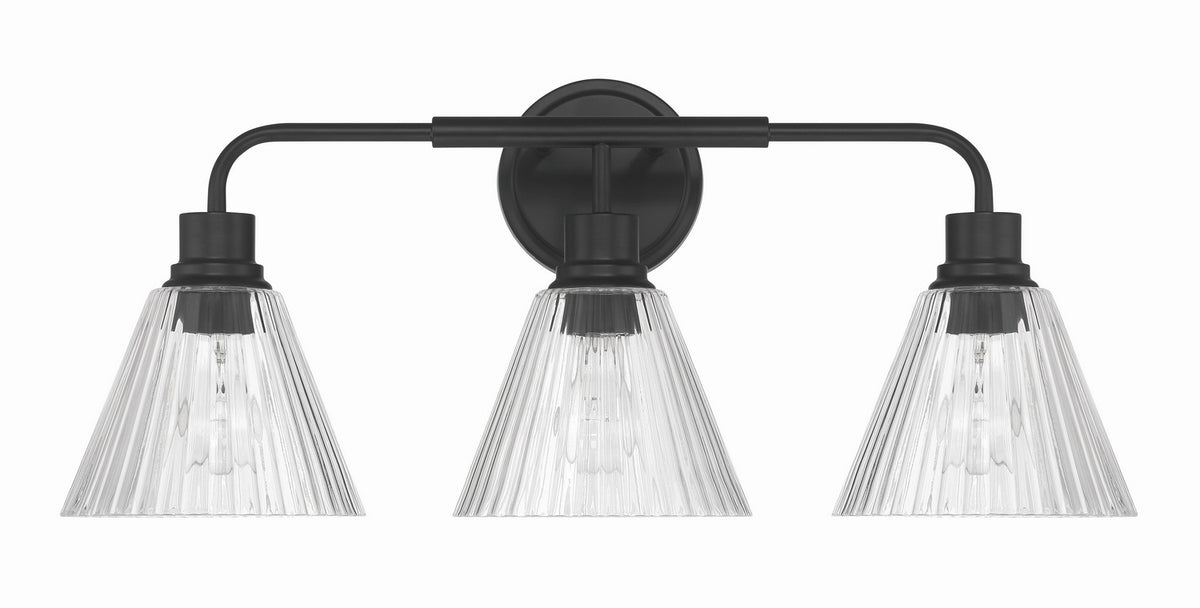 Craftmade - 61103-FB - Three Light Vanity - Pleated - Flat Black