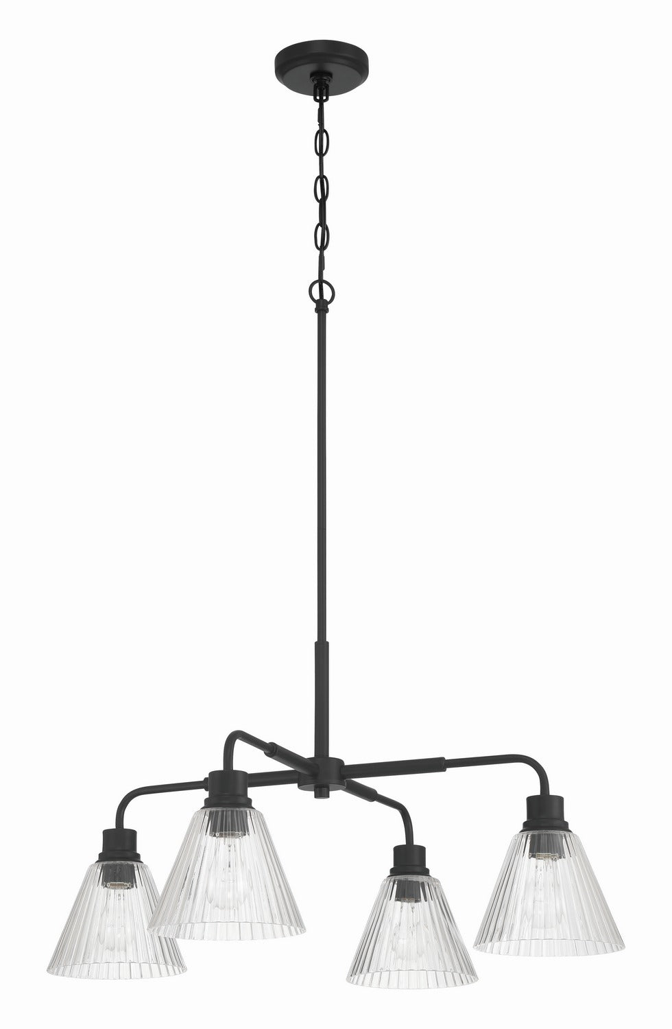 Craftmade - 61124-FB - Four Light Chandelier - Pleated - Flat Black