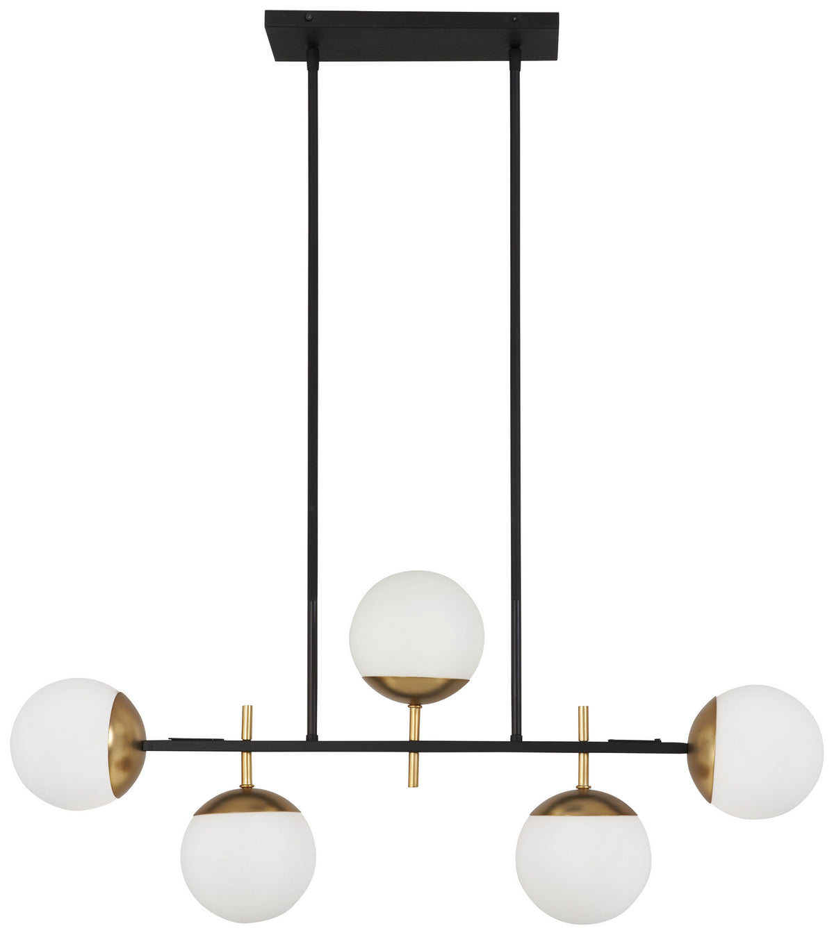 George Kovacs - P1355-618 - Five Light Island Pendant - Alluria - Weathered Black With Autumn Gold