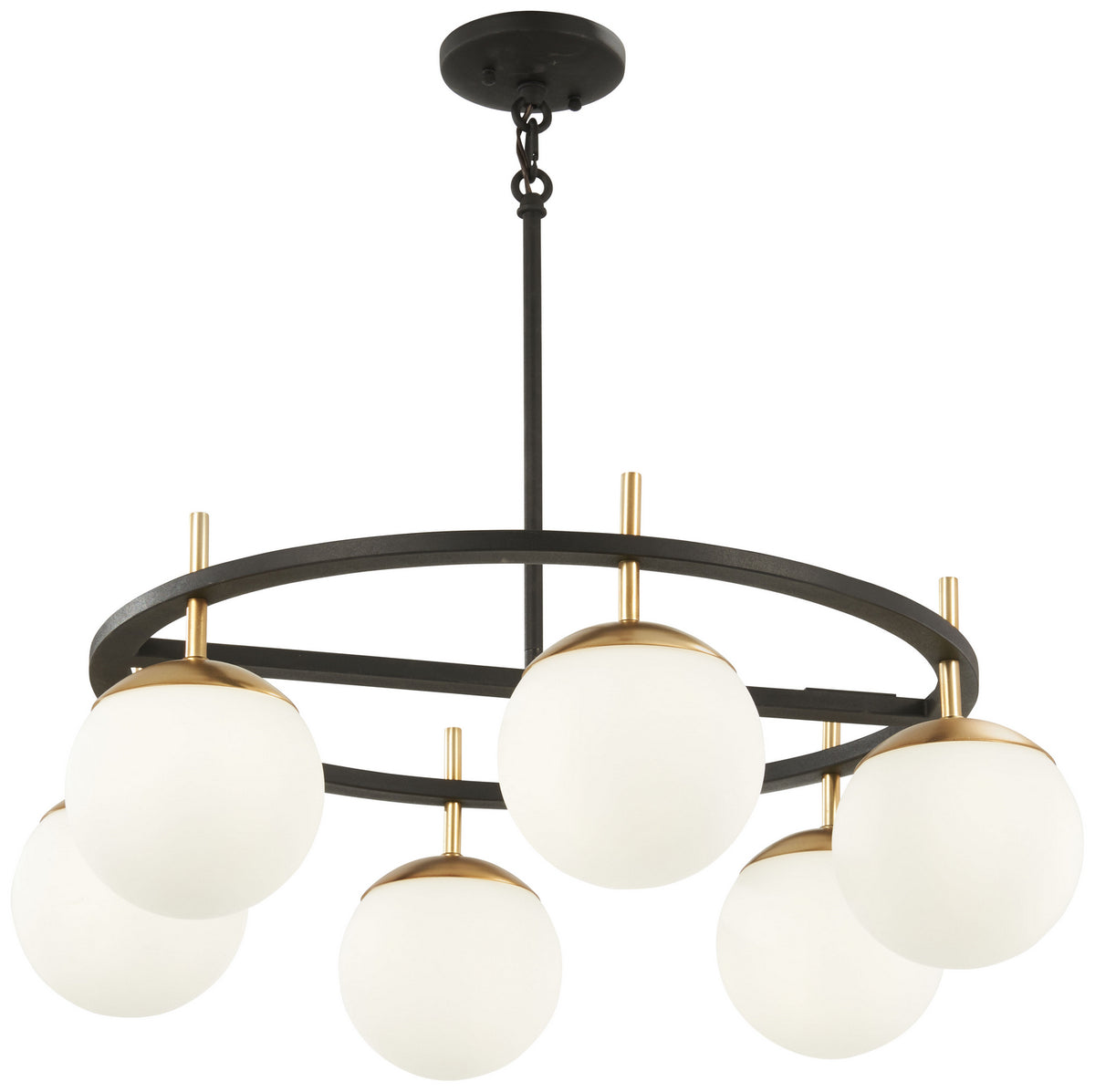 George Kovacs - P1356-618 - Six Light Pendant - Alluria - Weathered Black With Autumn Gold
