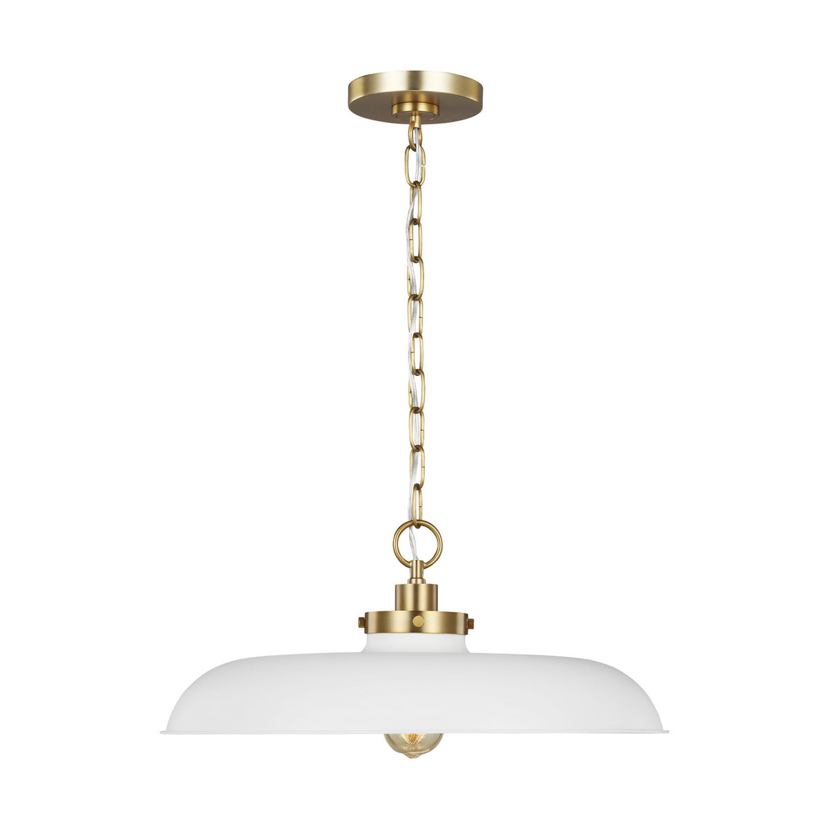 Visual Comfort Studio - CP1231MWTBBS - One Light Pendant - Wellfleet - Matte White and Burnished Brass