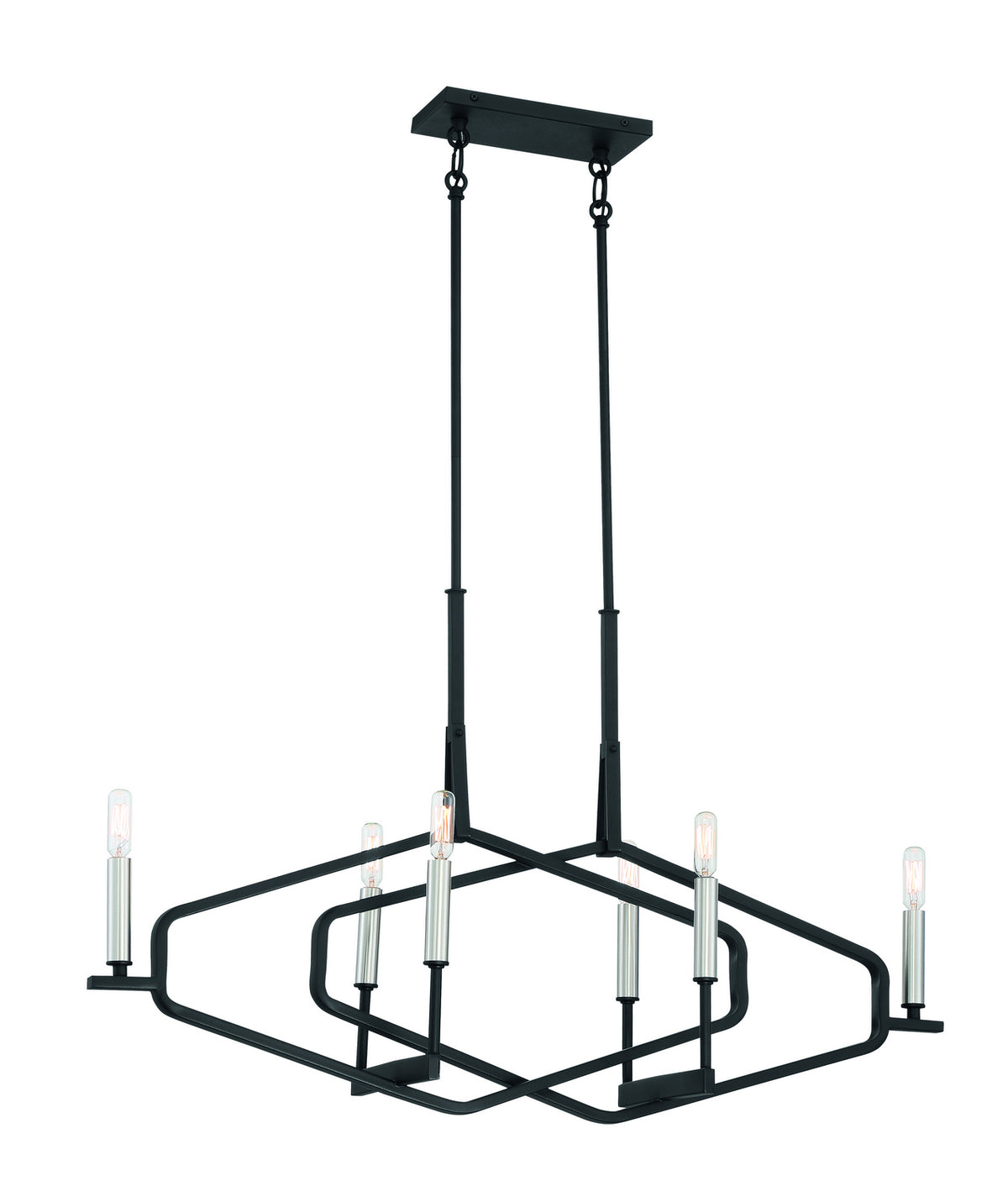 George Kovacs - P1496-712 - Six Light Island Pendant - Traveler - Sand Coal and Brushed Nickel