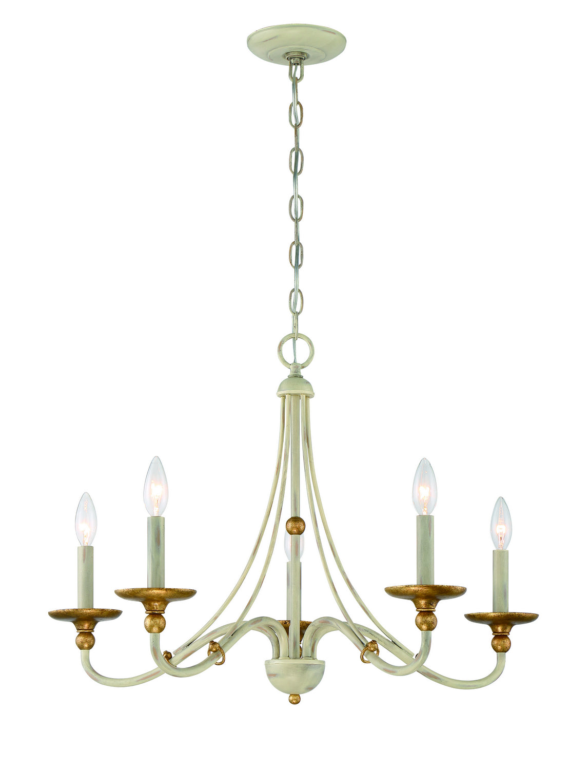 Minka-Lavery - 1044-701 - Five Light Chandelier - Westchester County - Farmhouse White w/Gilded Gold Leaf