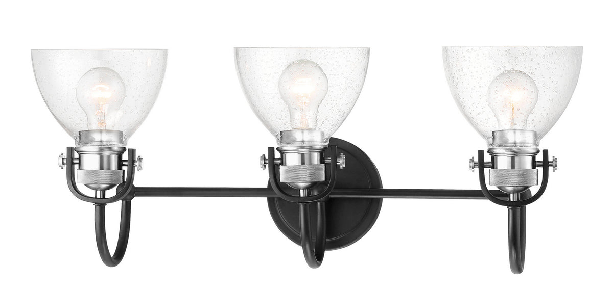 Minka-Lavery - 3363-572 - Three Light Bath - Monico - Matte Black And Polished Nickel