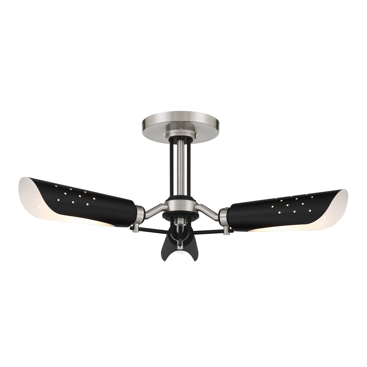 George Kovacs - P1693-691 - Three Light Semi Flush Mount - Turbine - Brushed Nickel and Coal Highlights