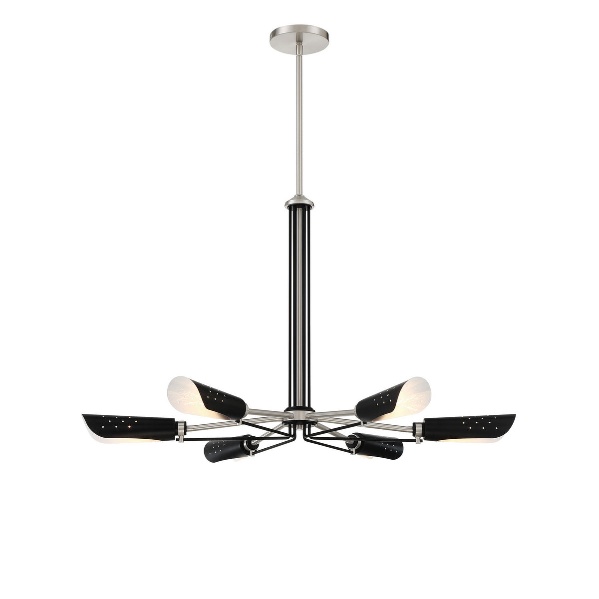 George Kovacs - P1696-691 - Six Light Chandelier - Turbine - Brushed Nickel and Coal Highlights