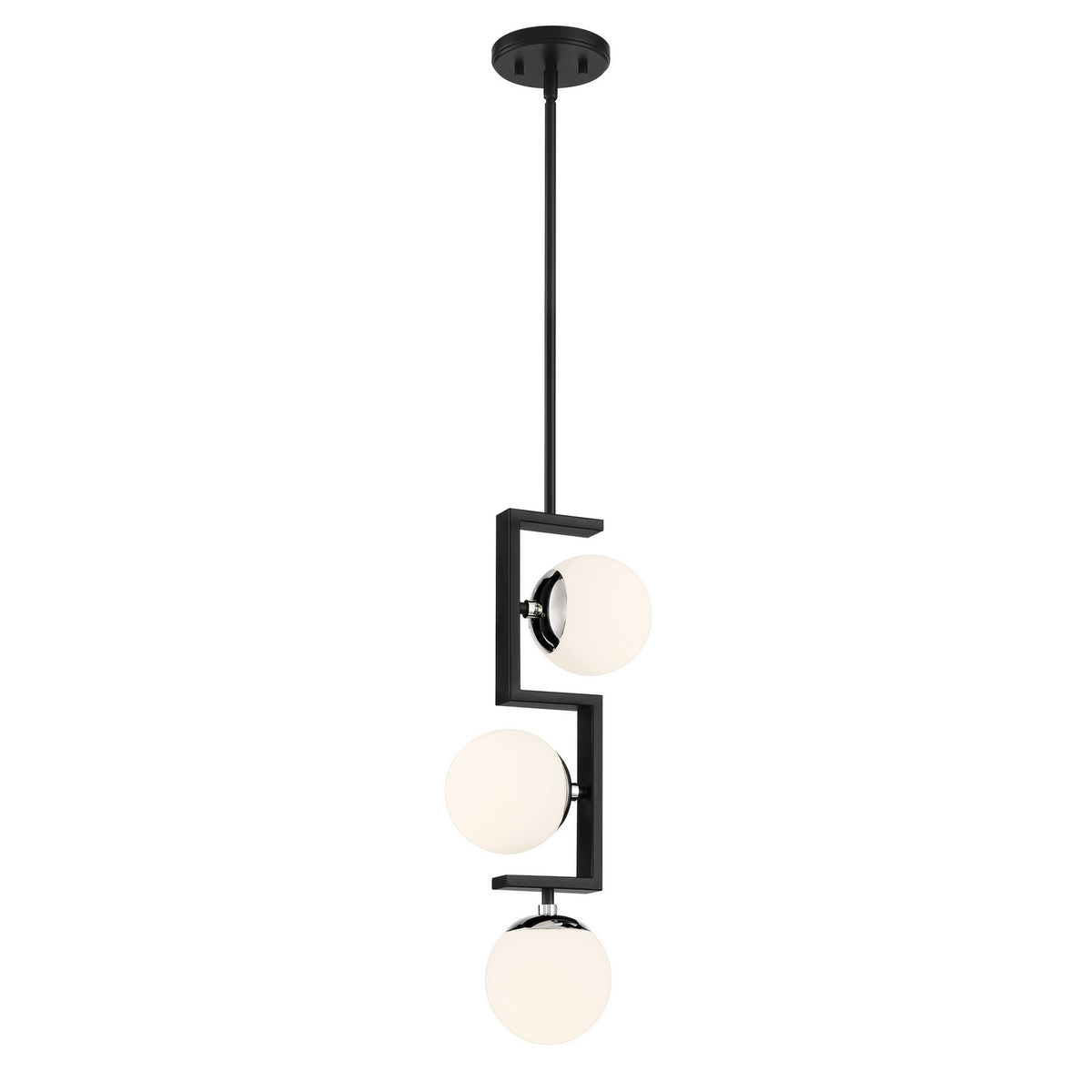 George Kovacs - P5421-572 - Three Light Pendant - Alluria ll - Polished Nickel And Coal