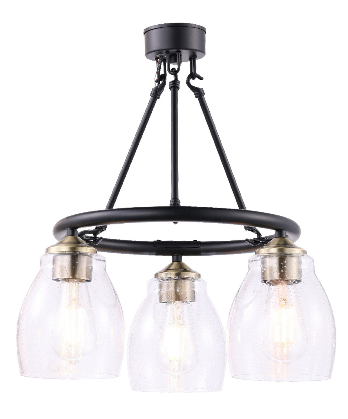 Minka-Lavery - 2437-878 - Three Light Chandelier - Winsley - Coal w/Stained Brass