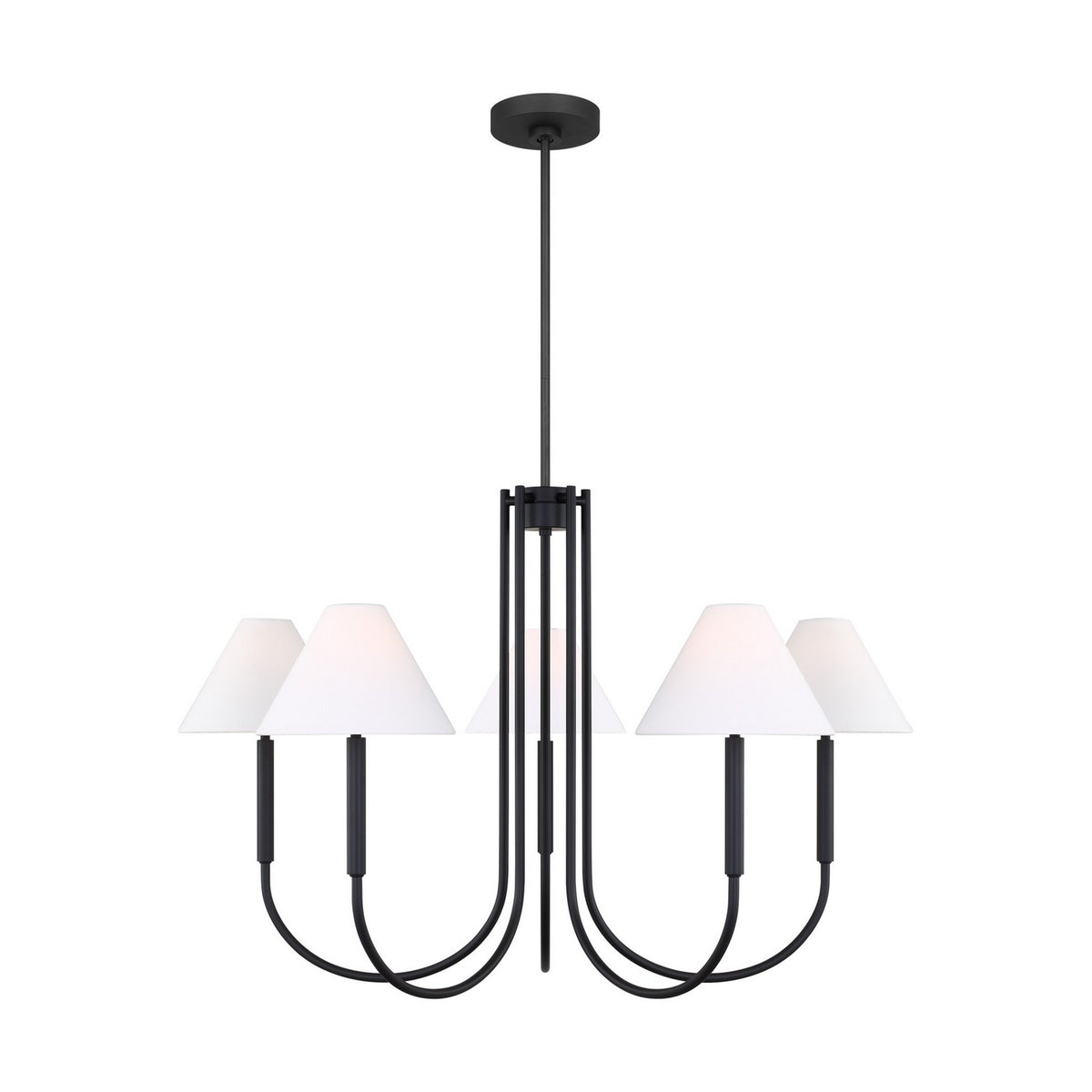 Visual Comfort Studio - DJC1035MBK - Six Light Chandelier - Porteau - Midnight Black