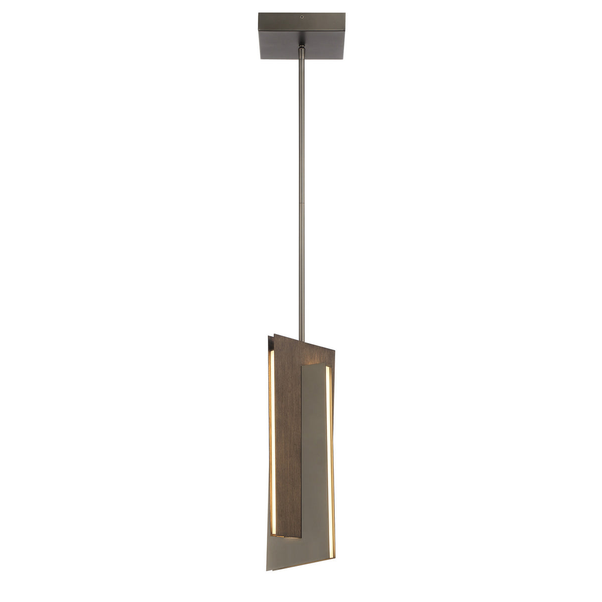 George Kovacs - P1641-895-L - LED Mini Pendant - Intersezioni - Midnight Iron And Faux Walnut