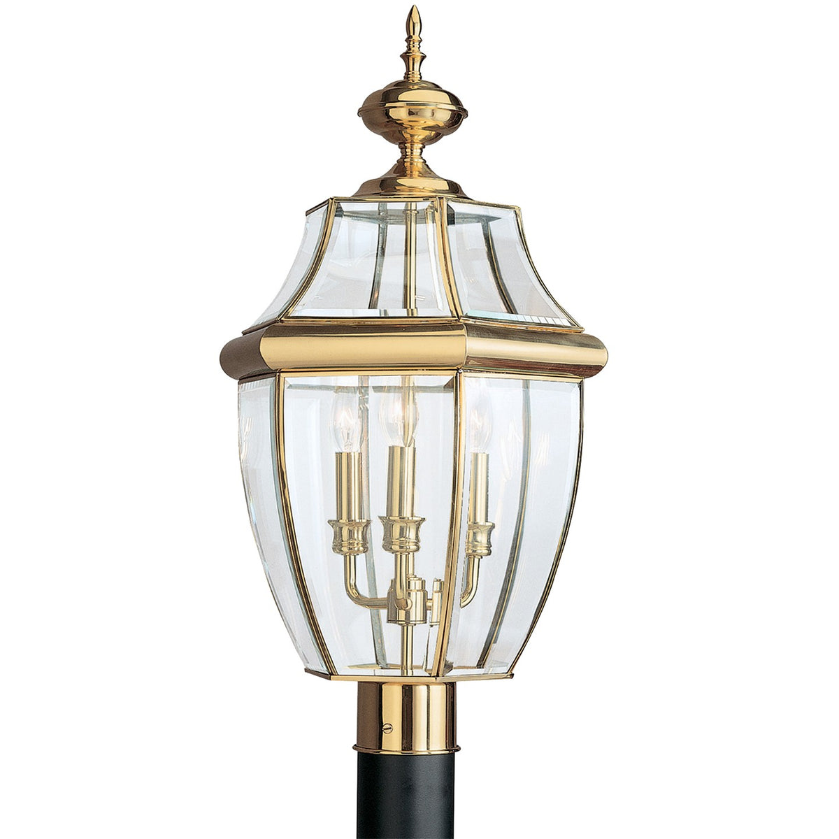 Generation Lighting - 8239-02 - Three Light Outdoor Post Lantern - Lancaster - Polished Brass