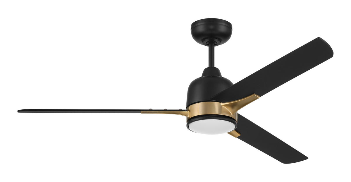 Craftmade - FUL52FBSB3 - 52" Ceiling Fan - Fuller - Flat Black/Satin Brass