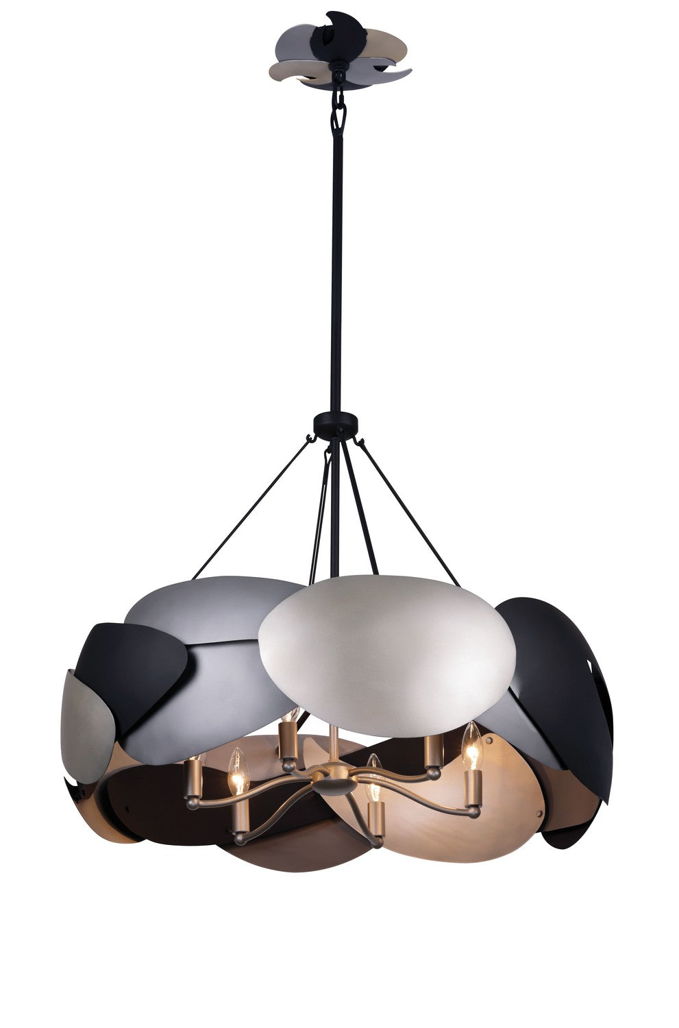 George Kovacs - P1334-780 - Six Light Pendant - Metalo Misto - Coal Black With Atlas And Midnight Sliver