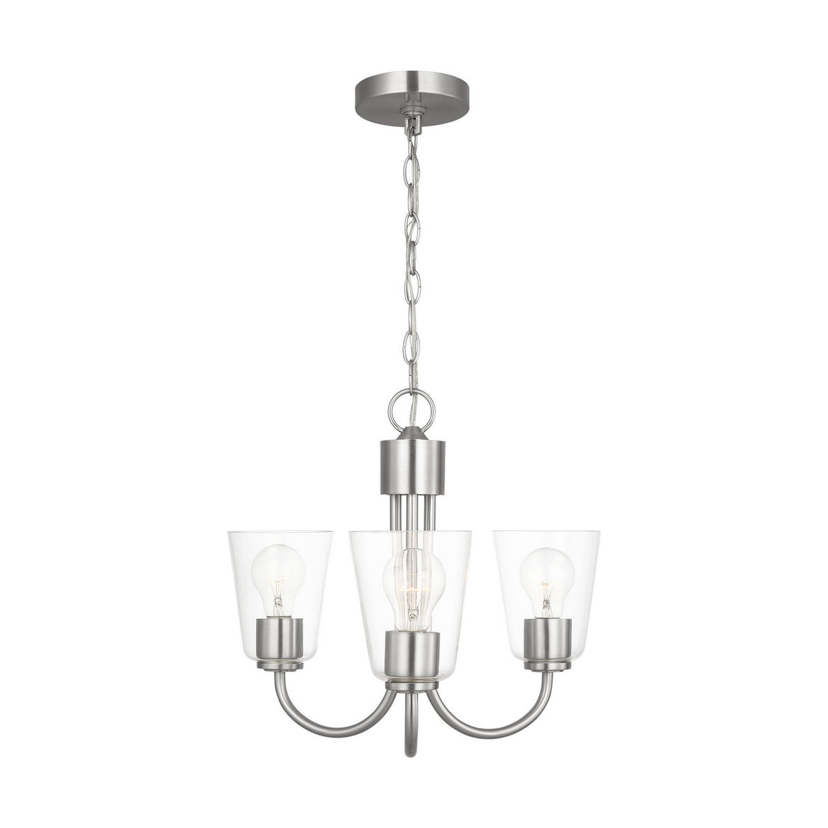 Generation Lighting - GLC1153BS - Three Light Chandelier - Miles - Brushed Nickel