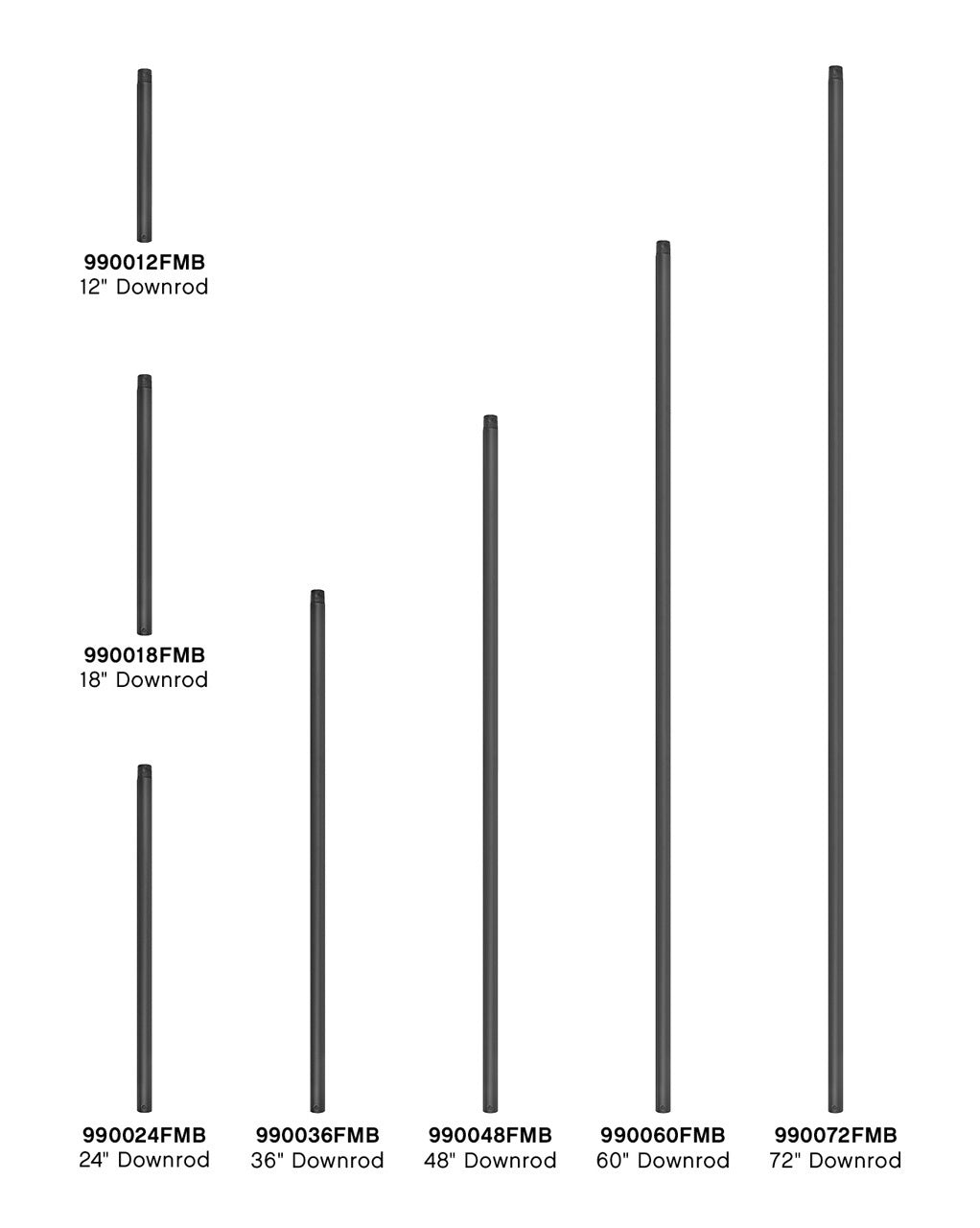 Hinkley - 990048FMB - Downrod - 48" Downrod - Matte Black