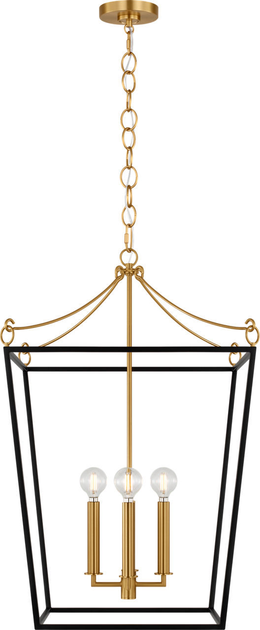 Visual Comfort Studio - KSC1174MBK - Four Light Lantern - Carlyle - Midnight Black | Burnished Brass