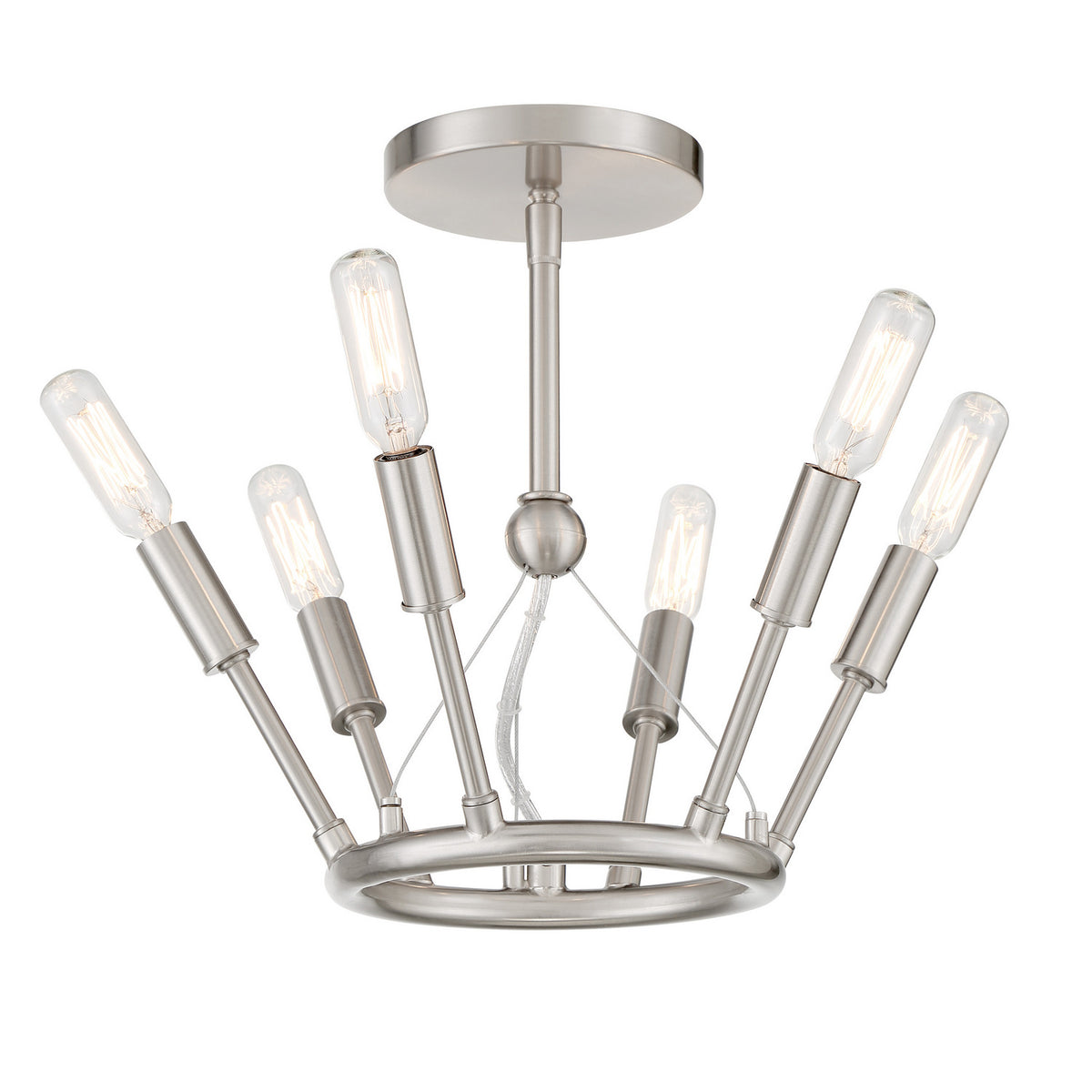 George Kovacs - P1686-084 - Six Light Semi Flush Mount - Royalty - Brushed Nickel