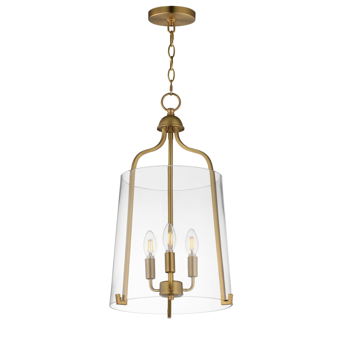 Maxim - 5683CLNAB - Three Light Foyer Pendant - Bellmore - Natural Aged Brass
