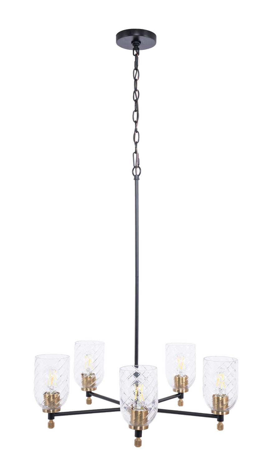Craftmade - 60325-FBSB-C - Five Light Chandelier - Council - Flat Black/Satin Brass