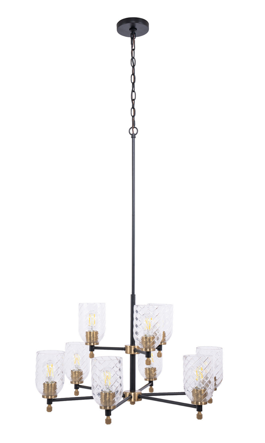 Craftmade - 60329-FBSB-C - Nine Light Chandelier - Council - Flat Black/Satin Brass