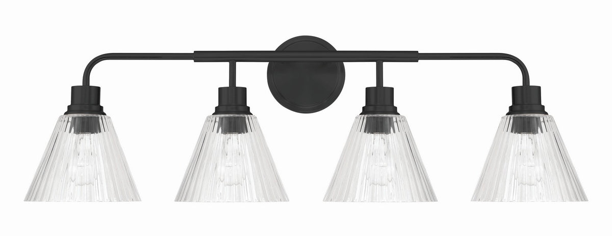Craftmade - 61104-FB - Four Light Vanity - Pleated - Flat Black
