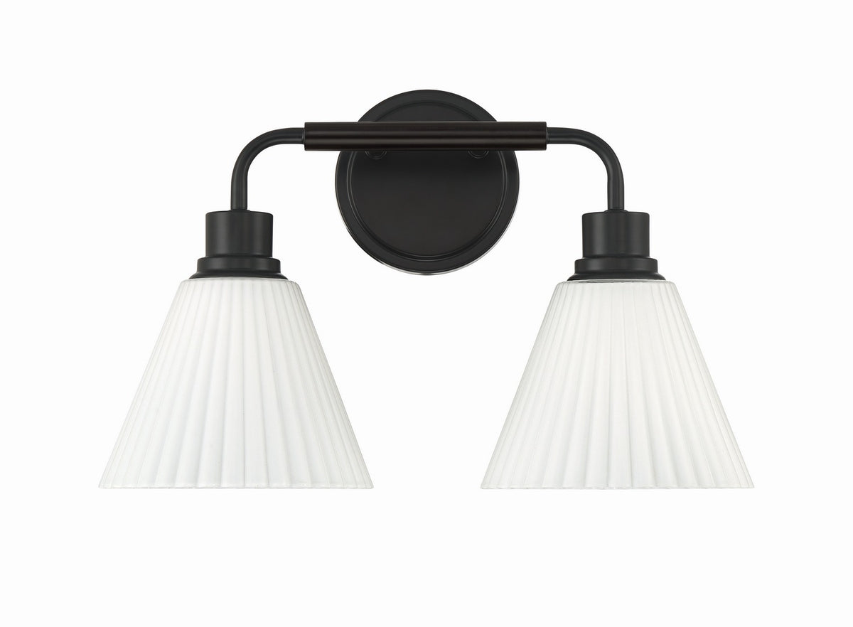 Craftmade - 62302-FB - Two Light Vanity - Pleated II - Flat Black