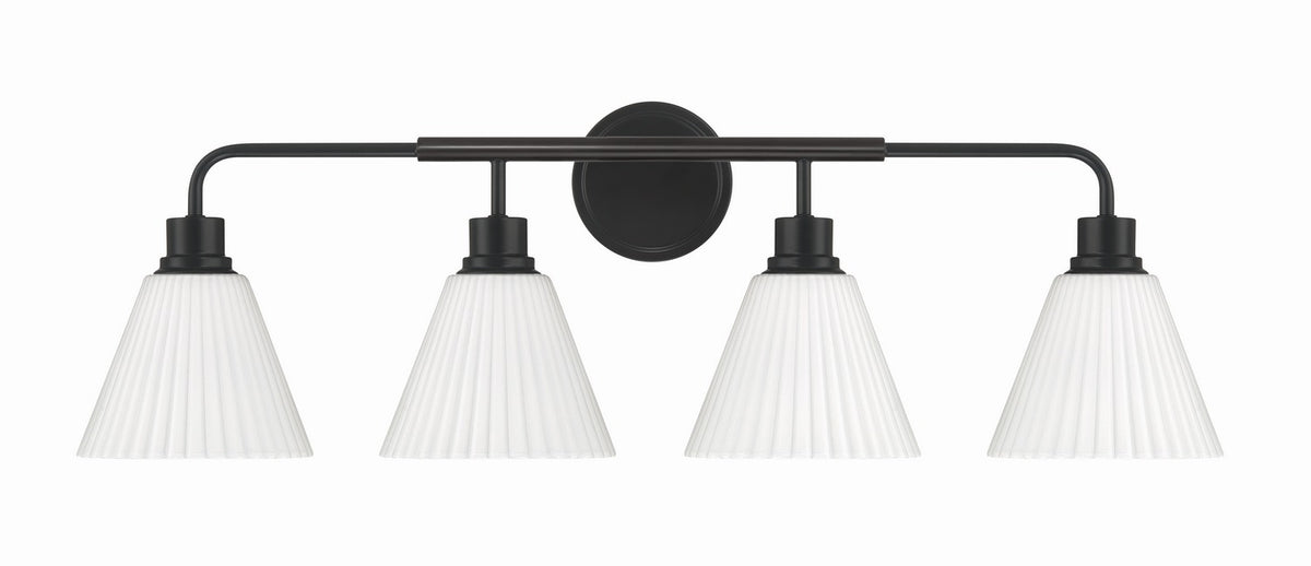 Craftmade - 62304-FB - Four Light Vanity - Pleated II - Flat Black