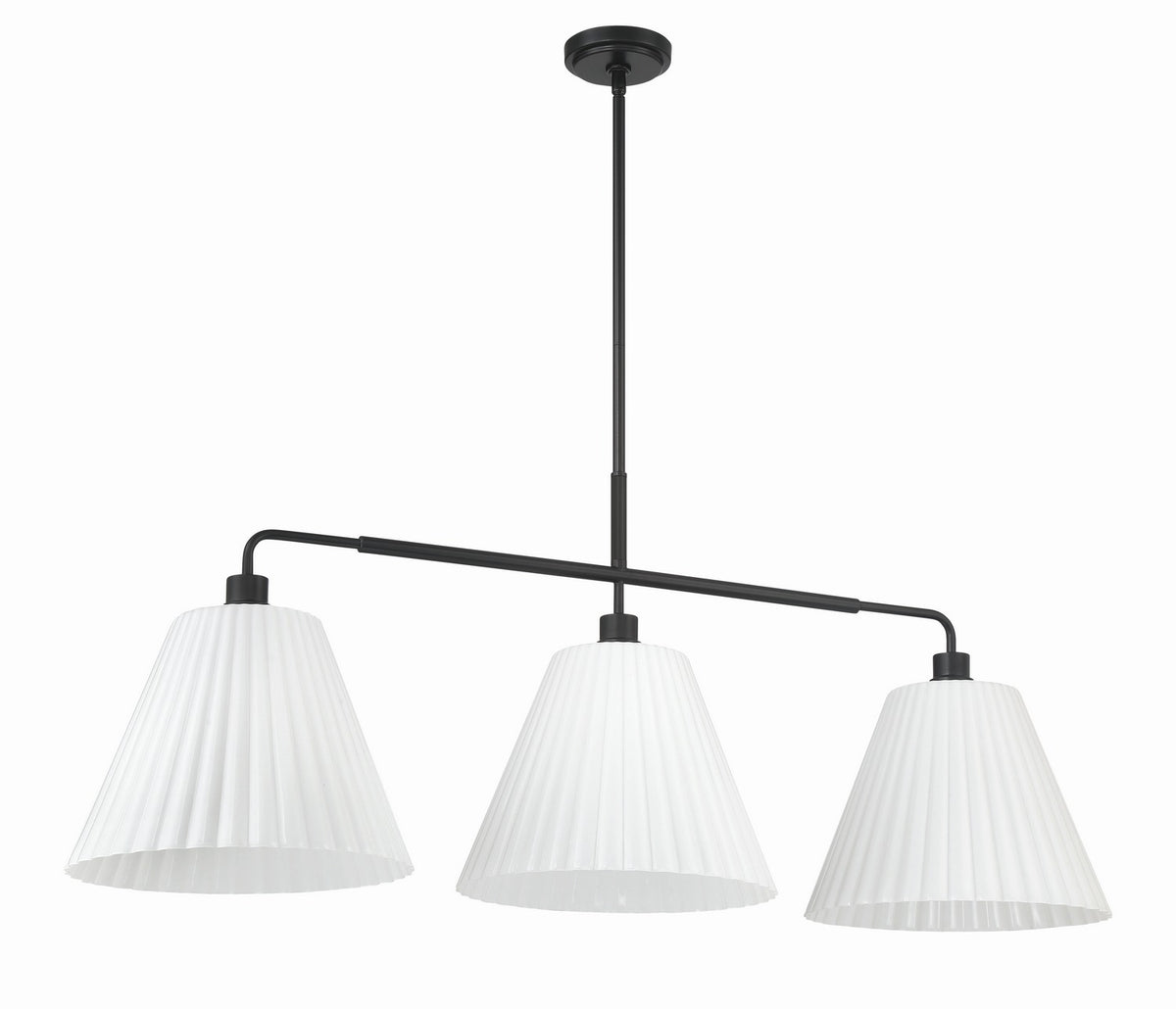 Craftmade - 62373-FB - Three Light Island Pendant - Pleated II - Flat Black