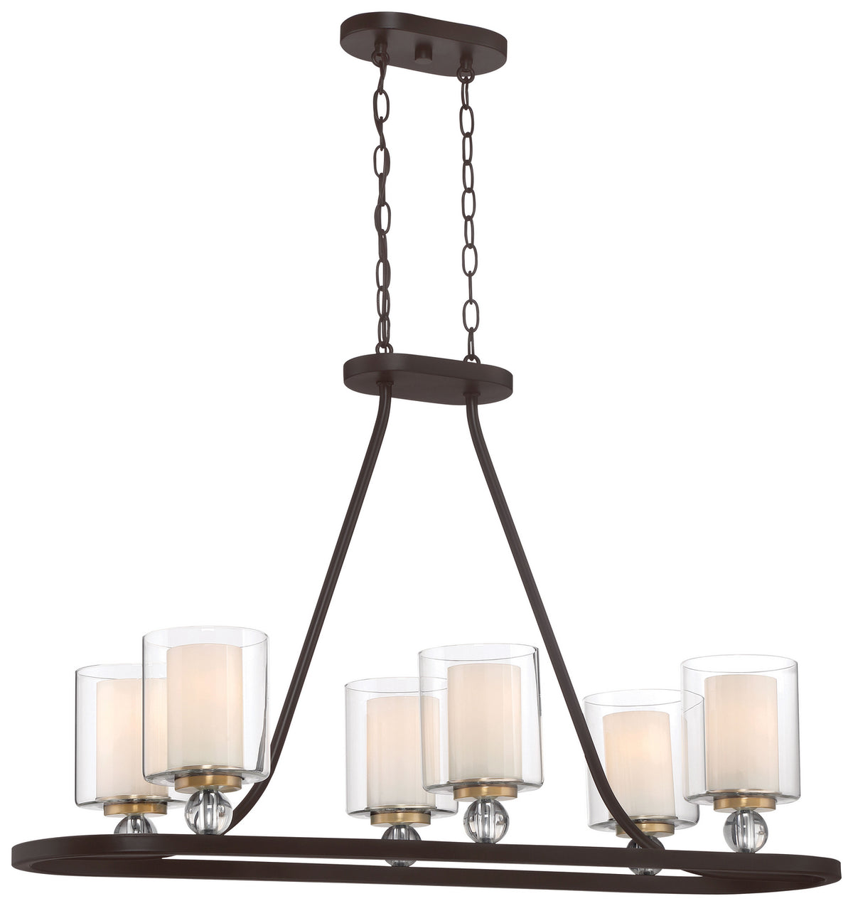Minka-Lavery - 3076-416 - Five Light Island Pendant - Studio 5 - Painted Bronze w/Natural Brushed Brass