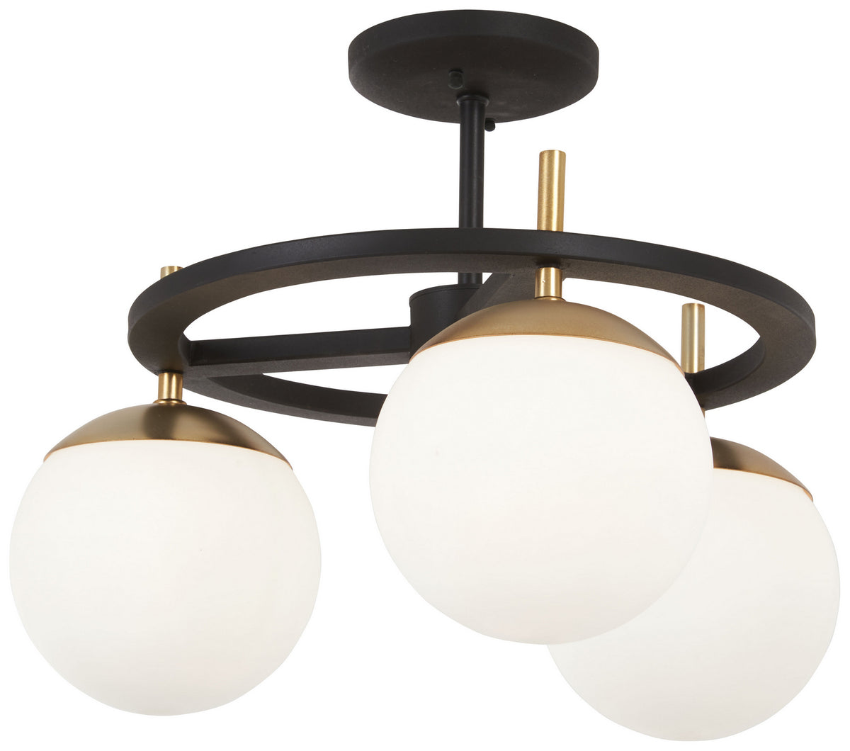 George Kovacs - P1357-618 - Three Light Semi Flush Mount - Alluria - Weathered Black With Autumn Gold