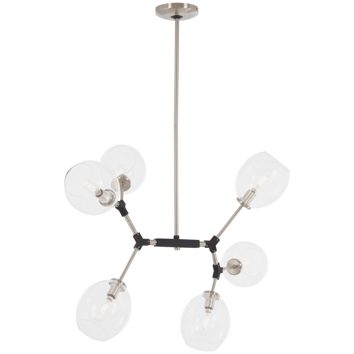 George Kovacs - P1366-619 - Six Light Pendant - Nexpo - Brushed Nickel With Black