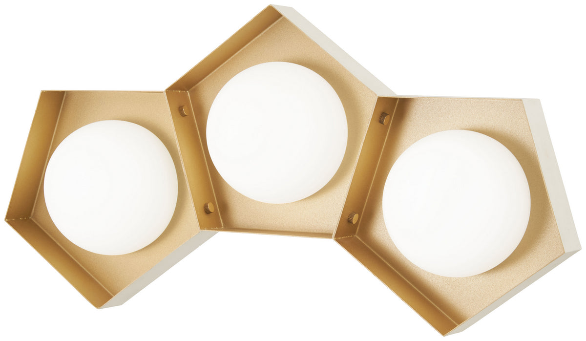 George Kovacs - P1393-044G-L - LED Bath - Five-O - Textured White Exterior with Gold Leaf Interior